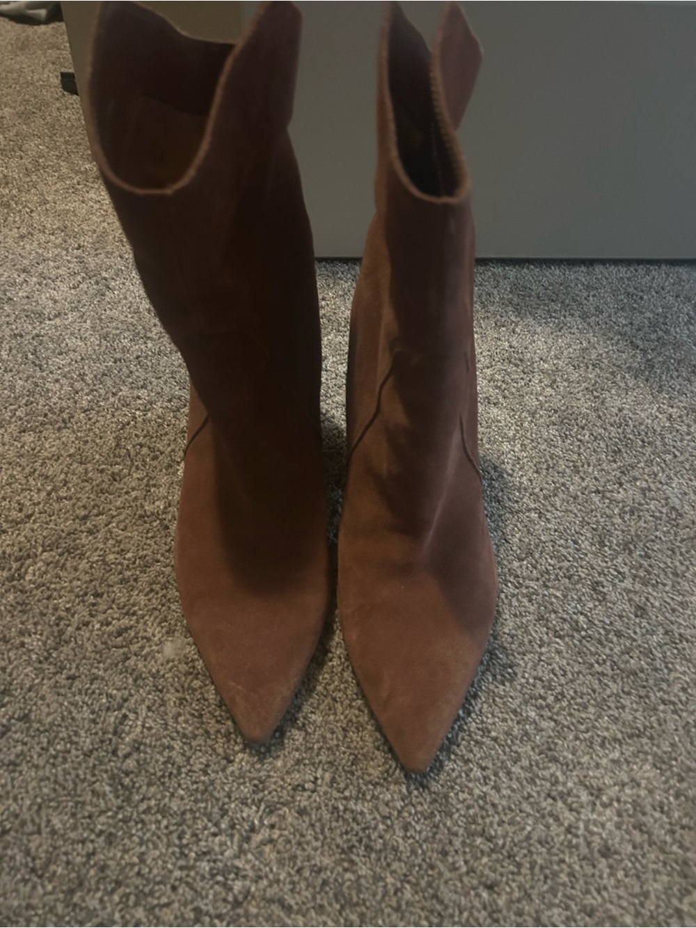 Dolce Vita Chestnut Suede Pointed-Toe Mid-Calf Boots